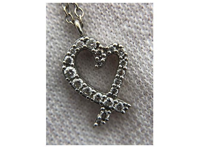 Collana con pendente Tiffany & Co. Paloma's Love Heart in oro bianco 18K e diamanti - vista 7