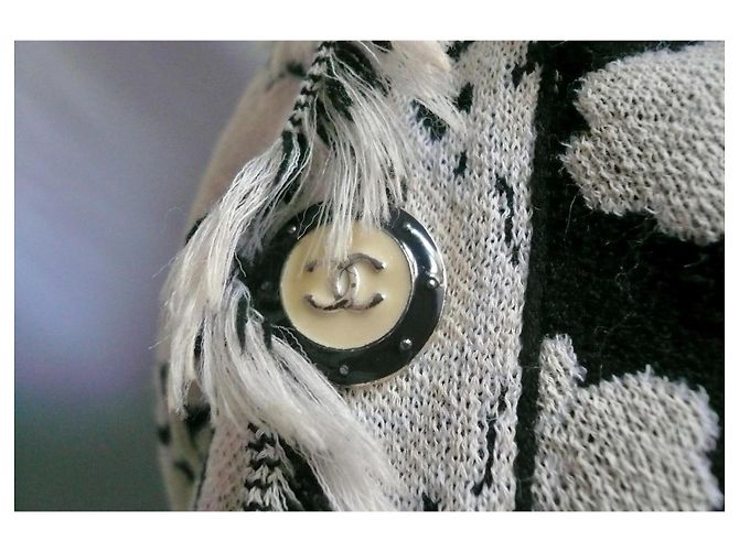 Chanel Tunica Jacquard Beige e Nera con Logo Nero - vista 7