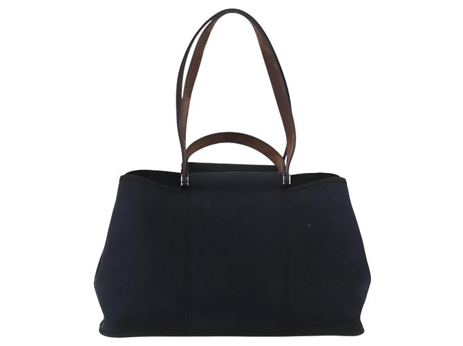 Cabag Hermès Hermes Cabas Elan Toile e Pelle 39 Nero - vista 2