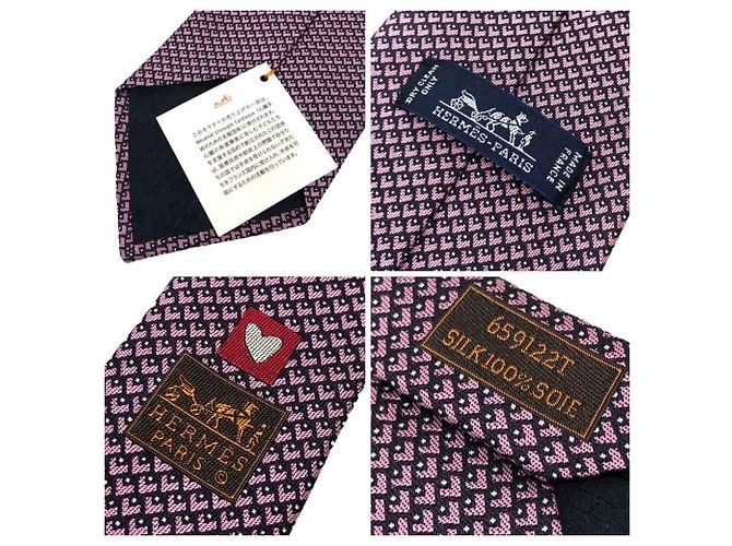 Hermès Hermes Navy and Pink Silk Cravat Navy blue - view 3