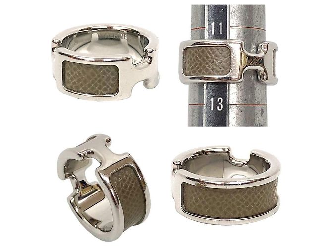 Ring Hermès Anello a fascia Olympe PM Hermes Argento Taupe - vista 2