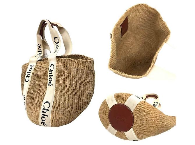 Chloé Cesto Woody Large Chloe x Mifuko Beige Crudo - vista 2