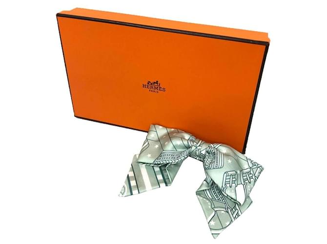 Hermès Barrette in seta verde Hermes - vista 2
