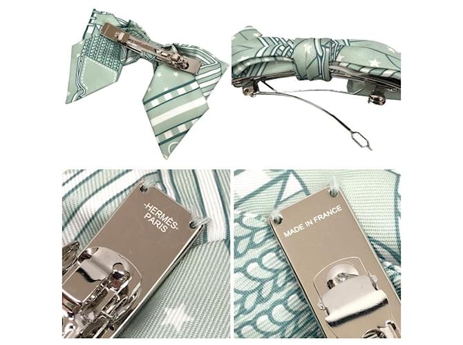 Hermès Barrette in seta verde Hermes - vista 3