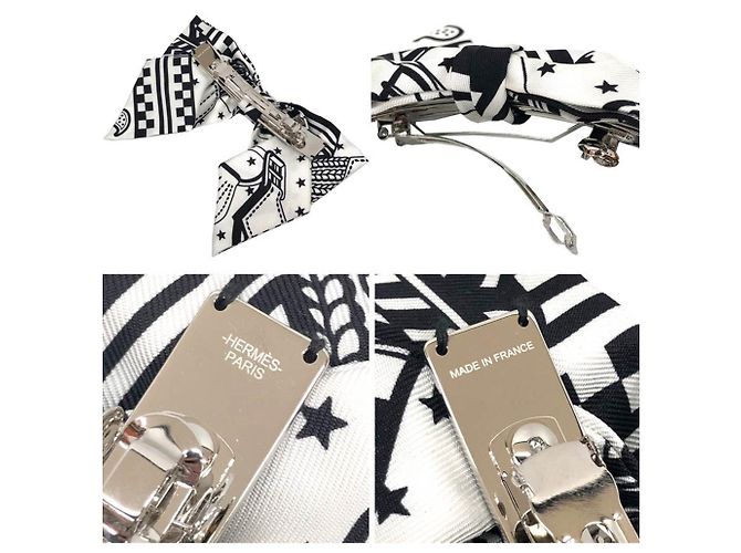 Fermaglio a nastro Hermès in bianco e nero - vista 3