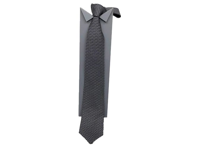 Cravatta in seta grigio scuro Hermès Grigio antracite - vista 2