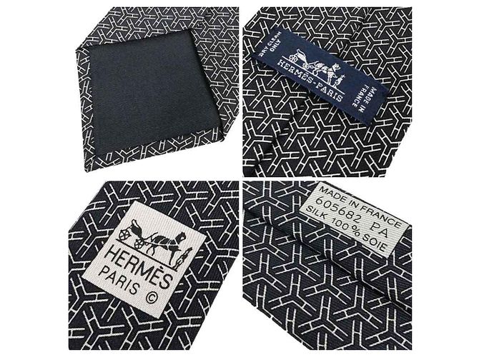 Cravatta in seta grigio scuro Hermès Grigio antracite - vista 3