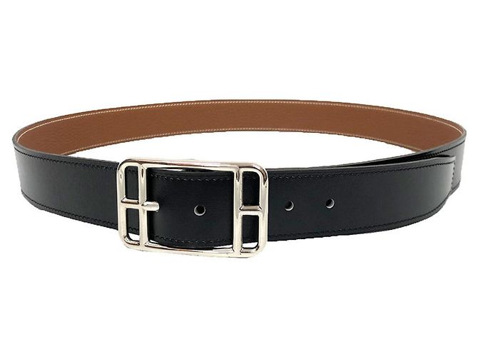 Hermès Hermes Leather Belt - Men's Cape Cod Reversible Black Camel - view 2