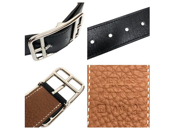 Hermès Hermes Leather Belt - Men's Cape Cod Reversible Black Camel - view 3