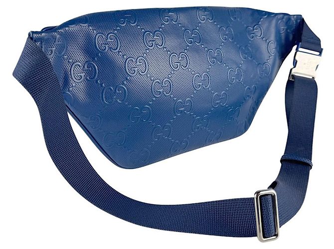 Borsa a tracolla in pelle blu Gucci - vista 10