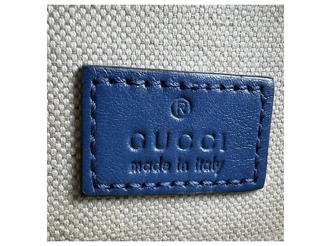 Borsa a tracolla in pelle blu Gucci - vista 11