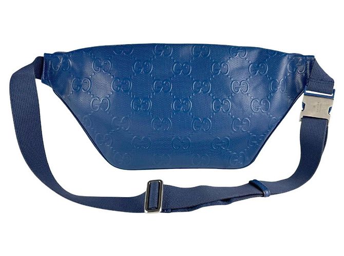 Borsa a tracolla in pelle blu Gucci - vista 3