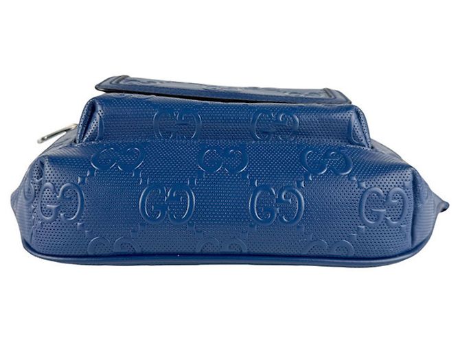 Borsa a tracolla in pelle blu Gucci - vista 4