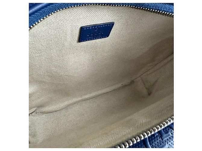 Borsa a tracolla in pelle blu Gucci - vista 5