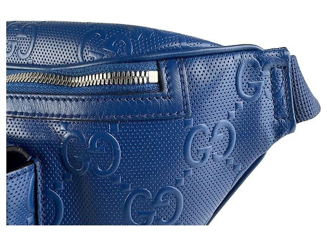 Borsa a tracolla in pelle blu Gucci - vista 7