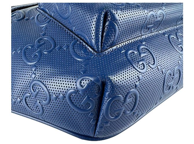 Borsa a tracolla in pelle blu Gucci - vista 8