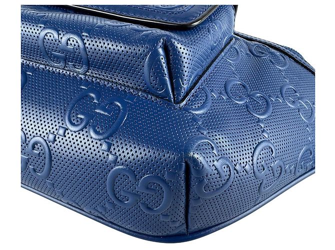 Borsa a tracolla in pelle blu Gucci - vista 9