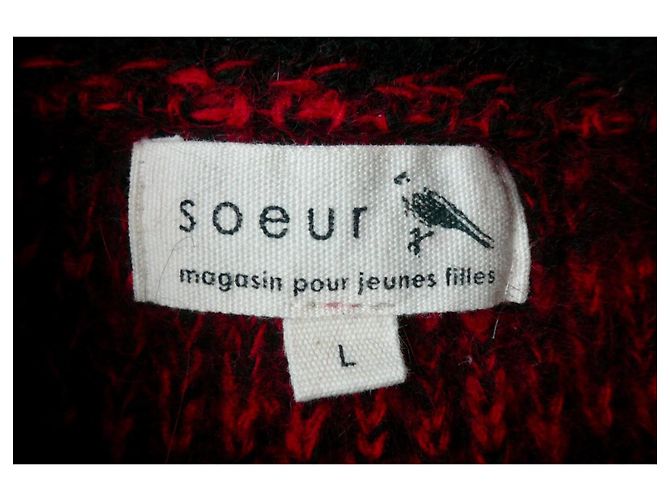 Soeur SŒUR Suéter de lana fina rojo TALLA L Negro Roja - vista 3