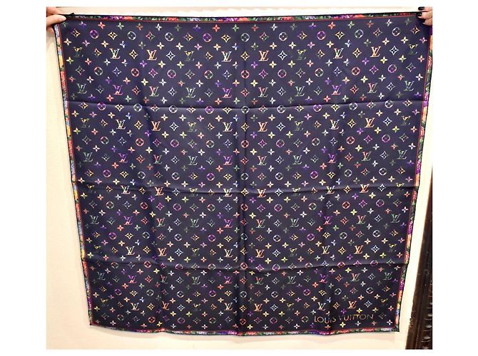 Louis Vuitton Monogram Fleurs Seidentuch Blau Mehrfarben - Ansicht 2