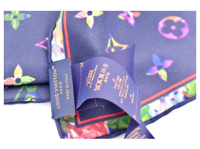 Louis Vuitton Monogram Fleurs Seidentuch Blau Mehrfarben - Ansicht 4