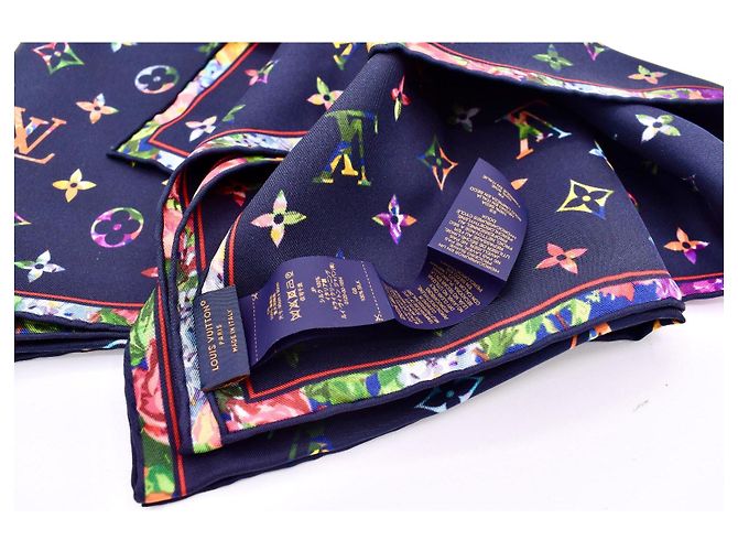 Louis Vuitton Monogram Fleurs Seidentuch Blau Mehrfarben - Ansicht 5