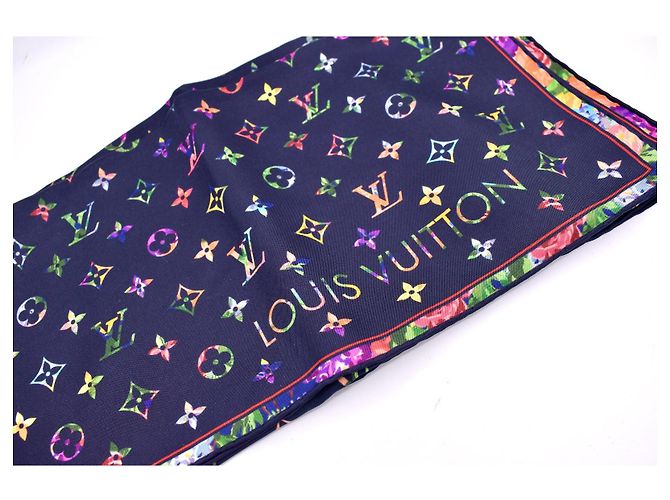 Louis Vuitton Monogram Fleurs Seidentuch Blau Mehrfarben - Ansicht 6
