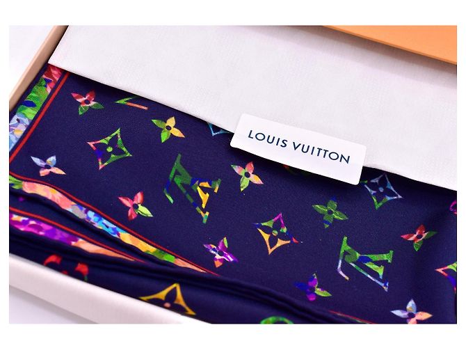 Louis Vuitton Monogram Fleurs Seidentuch Blau Mehrfarben - Ansicht 8