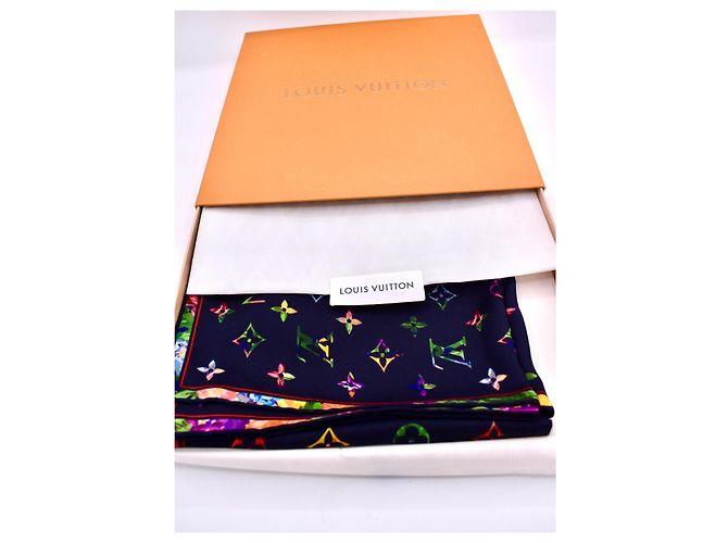 Louis Vuitton Monogram Fleurs Seidentuch Blau Mehrfarben - Ansicht 9