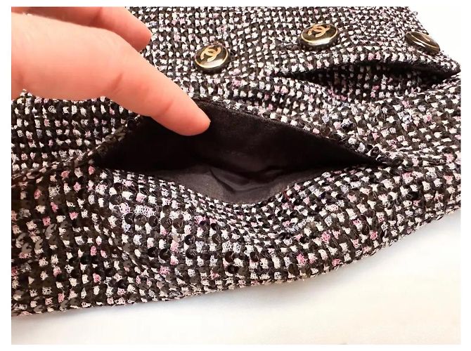 Chanel Tweed-Minirock Schwarz Pink Weiß Mehrfarben - Ansicht 2