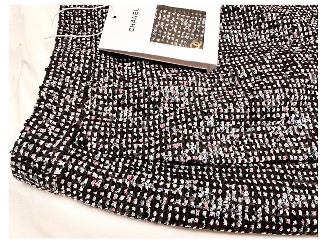 Chanel Tweed-Minirock Schwarz Pink Weiß Mehrfarben - Ansicht 3