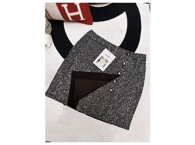 Chanel Tweed-Minirock Schwarz Pink Weiß Mehrfarben - Ansicht 7