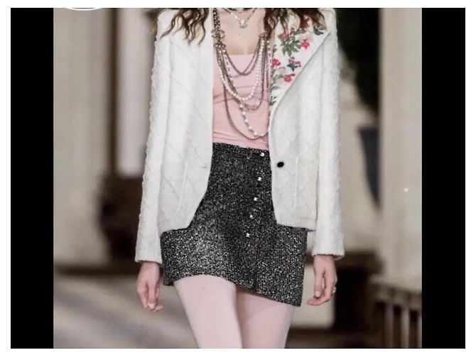Chanel Tweed-Minirock Schwarz Pink Weiß Mehrfarben - Ansicht 9