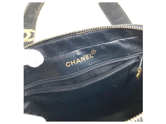 Borsa Tote Chanel Vintage All-Over Print Nero Bianco - vista 16