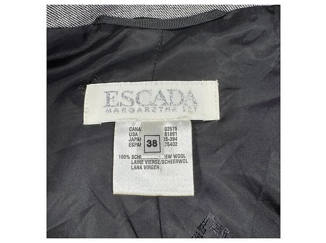 Escada Blazer de lã preta com acabamento cinza Preto - vista 3