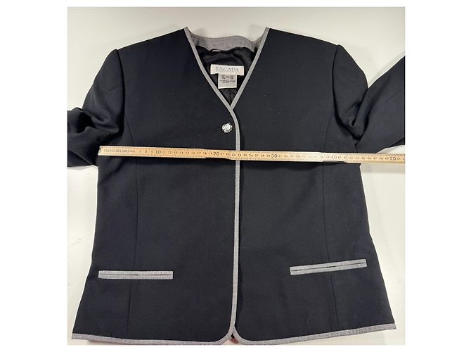 Escada Blazer de lã preta com acabamento cinza Preto - vista 5