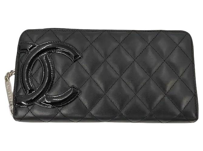 Chanel Cambon Zip Around Matelassé in Agnello Long Nero - vista 3