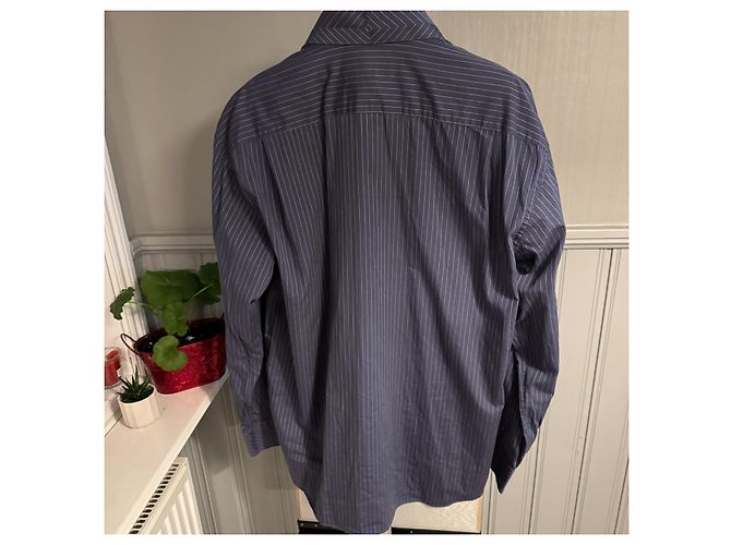 Dolce & Gabbana Camicia Uomo in Cotone a Righe Sottili Blu - vista 2