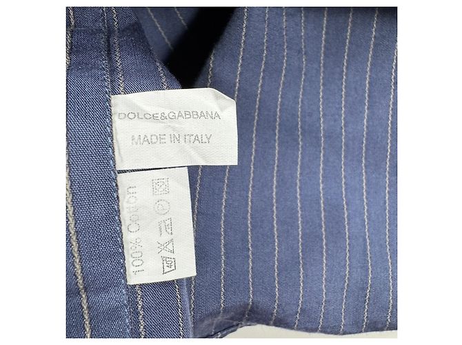 Dolce & Gabbana Camicia Uomo in Cotone a Righe Sottili Blu - vista 4
