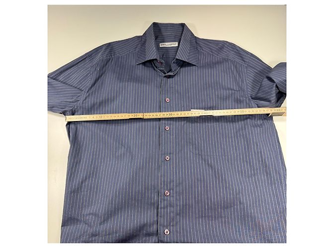 Dolce & Gabbana Camicia Uomo in Cotone a Righe Sottili Blu - vista 6