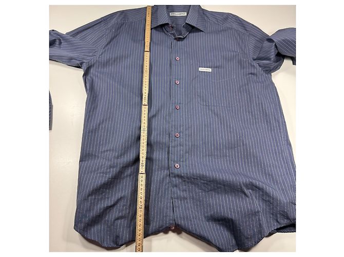 Dolce & Gabbana Camicia Uomo in Cotone a Righe Sottili Blu - vista 7