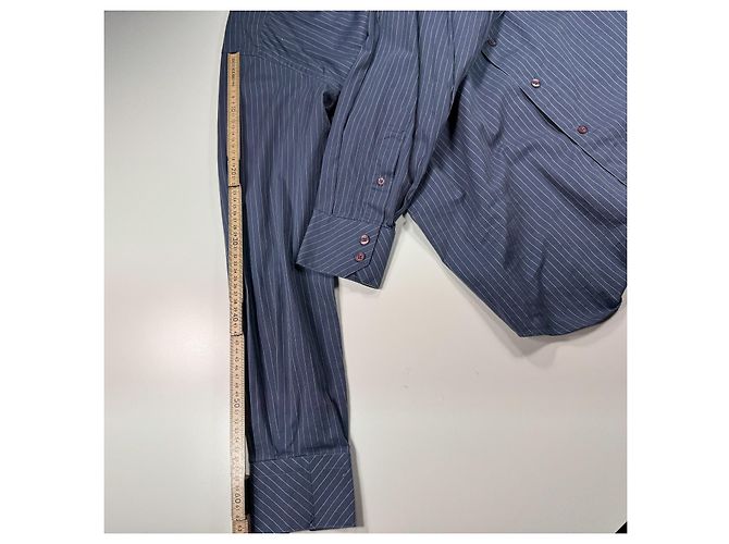 Dolce & Gabbana Camicia Uomo in Cotone a Righe Sottili Blu - vista 9