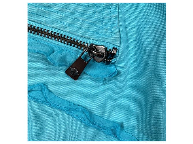 Versace Jeans Couture Neckholder-Kleid in Blau mit Rüschen - Ansicht 8