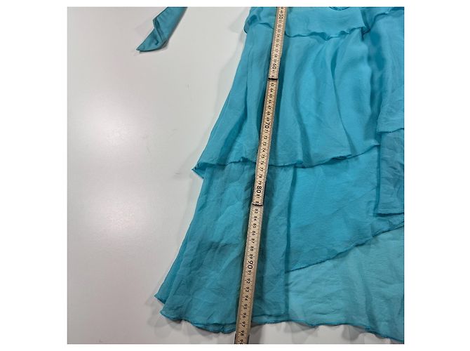 Versace Jeans Couture Neckholder-Kleid in Blau mit Rüschen - Ansicht 9