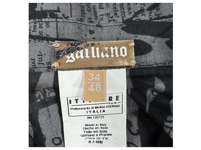 John Galliano Hemd mit Zeitungsprint Gazette Schwarz Grau - Ansicht 3