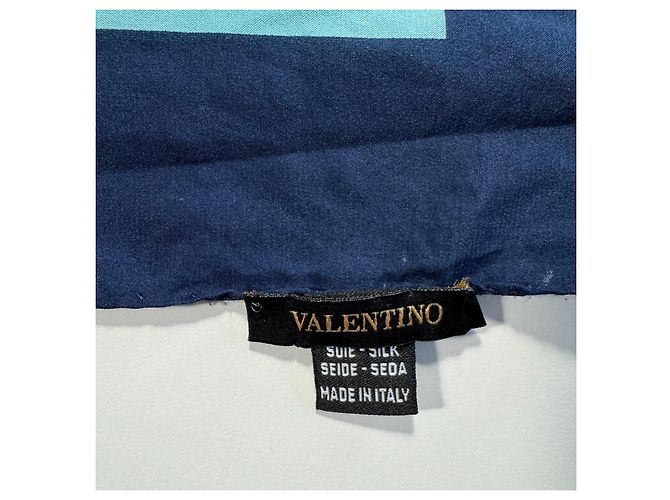 Sciarpa in seta monogramma Valentino Blu Blu chiaro - vista 3