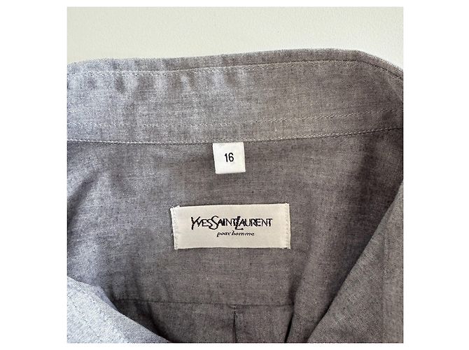 Yves Saint Laurent Pour Homme Camicia in cotone grigia Grigio - vista 3