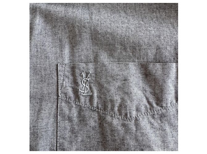Yves Saint Laurent Pour Homme Camicia in cotone grigia Grigio - vista 5
