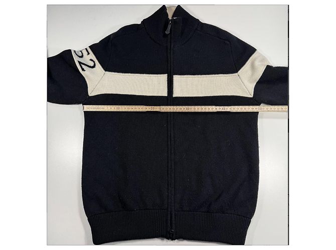 Suéter de lã Moncler com zíper Preto Branco - vista 4