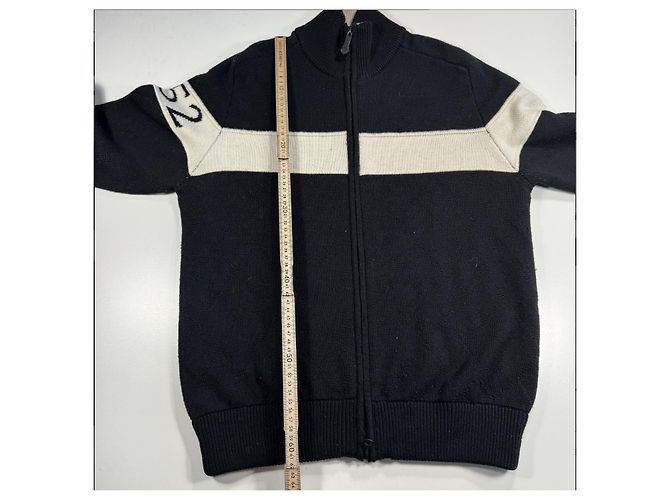 Suéter de lã Moncler com zíper Preto Branco - vista 5