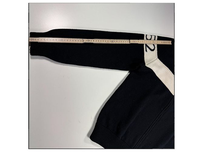 Suéter de lã Moncler com zíper Preto Branco - vista 6